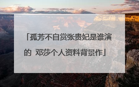 孤芳不自赏张贵妃是谁演的 邓莎个人资料背景作