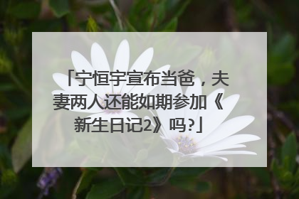 宁恒宇宣布当爸,夫妻两人还能如期参加《新生日记2》吗?