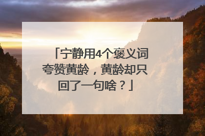 宁静用4个褒义词夸赞黄龄，黄龄却只回了一句啥？