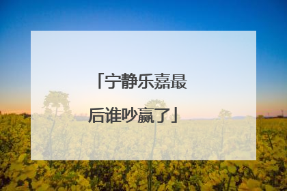 宁静乐嘉最后谁吵赢了