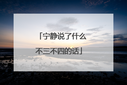 宁静说了什么不三不四的话