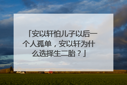 安以轩怕儿子以后一个人孤单，安以轩为什么选择生二胎？
