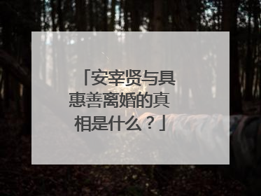 安宰贤与具惠善离婚的真相是什么?