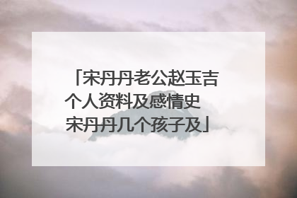 宋丹丹老公赵玉吉个人资料及感情史 宋丹丹几个孩子及