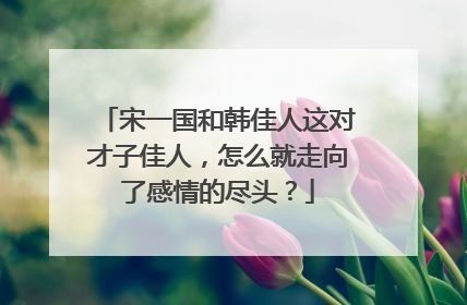 宋一国和韩佳人这对才子佳人,怎么就走向了感情的尽头?