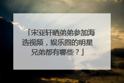 宋亚轩晒弟弟参加海选视频,娱乐圈的明星兄弟都有哪些?