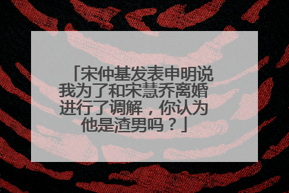 宋仲基发表申明说我为了和宋慧乔离婚进行了调解,你认为他是渣男吗?
