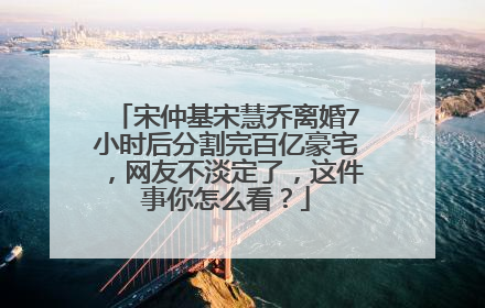 宋仲基宋慧乔离婚7小时后分割完百亿豪宅,网友不淡定了,这件事你怎么看?