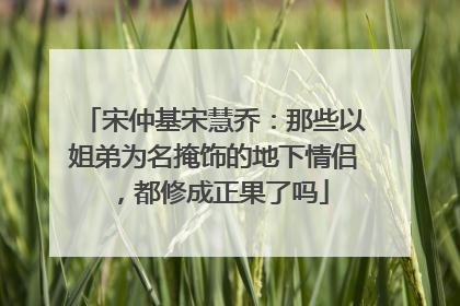 宋仲基宋慧乔:那些以姐弟为名掩饰的地下情侣,都修成正果了吗