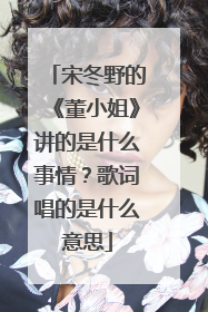 宋冬野的《董小姐》讲的是什么事情？歌词唱的是什么意思