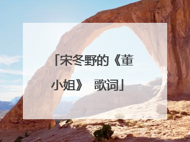 宋冬野的《董小姐》 歌词