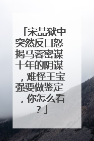宋喆狱中突然反口怒揭马蓉密谋十年的阴谋，难怪王宝强要做鉴定，你怎么看？