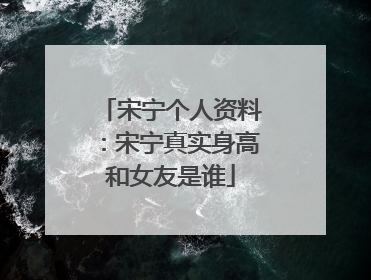 宋宁个人资料:宋宁真实身高和女友是谁