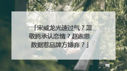 宋威龙光速过气？萧敬腾承认恋情？赵露思数据惹品牌方嫌弃？