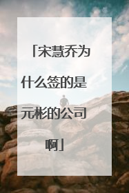 宋慧乔为什么签的是元彬的公司啊