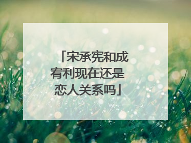 宋承宪和成宥利现在还是恋人关系吗