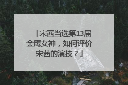 宋茜当选第13届金鹰女神，如何评价宋茜的演技？