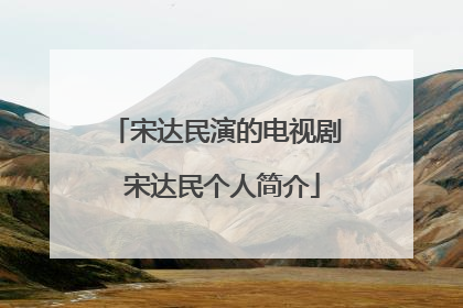宋达民演的电视剧 宋达民个人简介