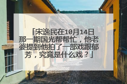 宋逸民在10月14日那一期国光帮帮忙，他老婆提到他拍了一部戏跟郁芳，究竟是什么戏？