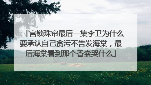 宫锁珠帘最后一集李卫为什么要承认自己贪污不告发海棠,最后海棠看到那个香囊哭什么