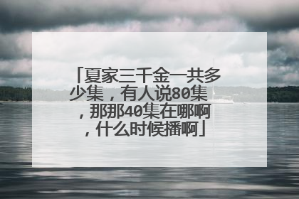 夏家三千金一共多少集，有人说80集，那那40集在哪啊，什么时候播啊