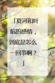 夏河和叶航的感情,到底是怎么一回事啊?