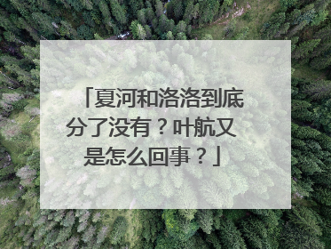 夏河和洛洛到底分了没有？叶航又是怎么回事？