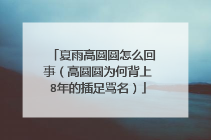 夏雨高圆圆怎么回事（高圆圆为何背上8年的插足骂名）