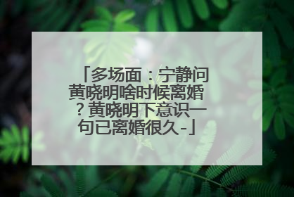 多场面:宁静问黄晓明啥时候离婚?黄晓明下意识一句已离婚很久-