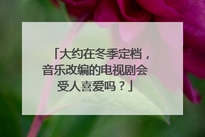 大约在冬季定档，音乐改编的电视剧会受人喜爱吗？