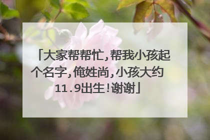 大家帮帮忙,帮我小孩起个名字,俺姓尚,小孩大约11.9出生!谢谢