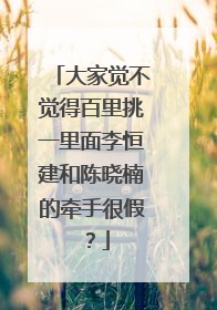 大家觉不觉得百里挑一里面李恒建和陈晓楠的牵手很假?