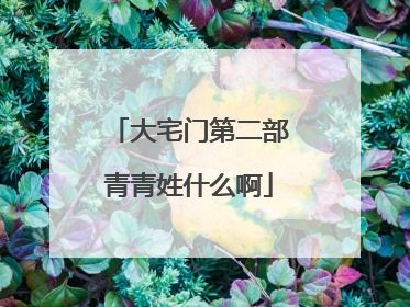 大宅门第二部青青姓什么啊