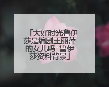 大好时光鲁伊莎是编剧王丽萍的女儿吗 鲁伊莎资料背景