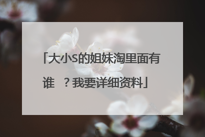 大小S的姐妹淘里面有谁 ?我要详细资料