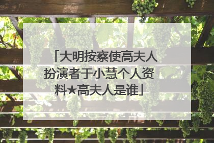 大明按察使高夫人扮演者于小慧个人资料★高夫人是谁