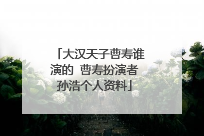 大汉天子曹寿谁演的 曹寿扮演者孙浩个人资料