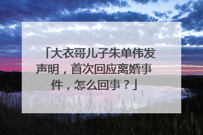 大衣哥儿子朱单伟发声明,首次回应离婚事件,怎么回事?