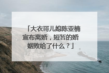 大衣哥儿媳陈亚楠宣布离婚,短暂的婚姻败给了什么?