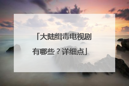 大陆缉毒电视剧有哪些?详细点