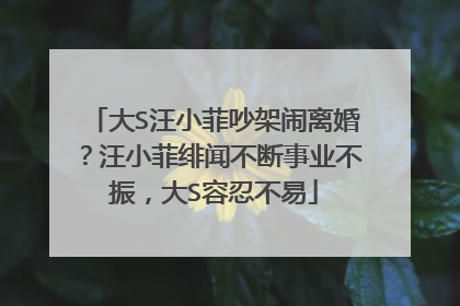 大S汪小菲吵架闹离婚？汪小菲绯闻不断事业不振，大S容忍不易