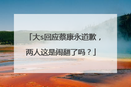 大s回应蔡康永道歉，两人这是闹翻了吗？
