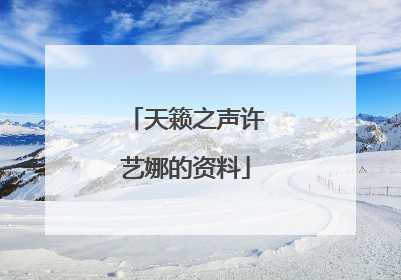 天籁之声许艺娜的资料