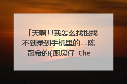 天啊!!我怎么找也找不到录到手机里的..陈冠希的{厨房仔 Chef’s Mixtape}...难啊..我不行啊.想知道如何找