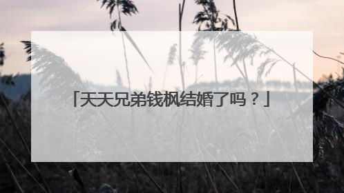 天天兄弟钱枫结婚了吗？