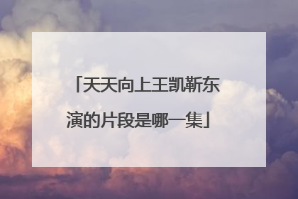 天天向上王凯靳东演的片段是哪一集
