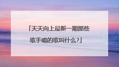 天天向上最新一期那些歌手唱的歌叫什么?