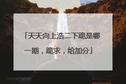 天天向上浩二下跪是哪一期，跪求，给加分