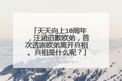 天天向上10周年，汪涵道歉欧弟，首次透露欧弟离开真相。真相是什么呢？