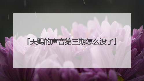 天赐的声音第三期怎么没了